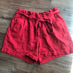 Red High-Waisted Shorts